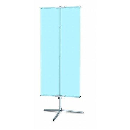 TESTRITE VISUAL PRODUCTS Testrite Visual Products BN2TB-B Classic Banner Stands 24 in. Classic Banner Stand with Travel Base- Silver BN2TB-B